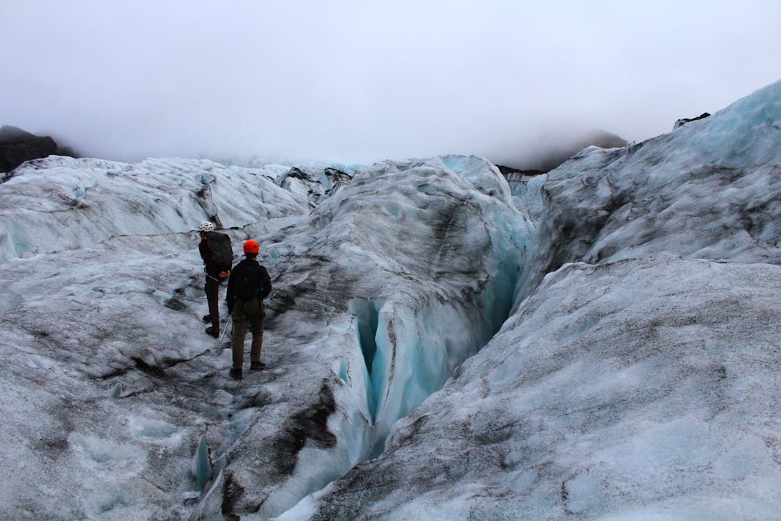 Hikers on an Icelandic glacier during a guided adventure tour
