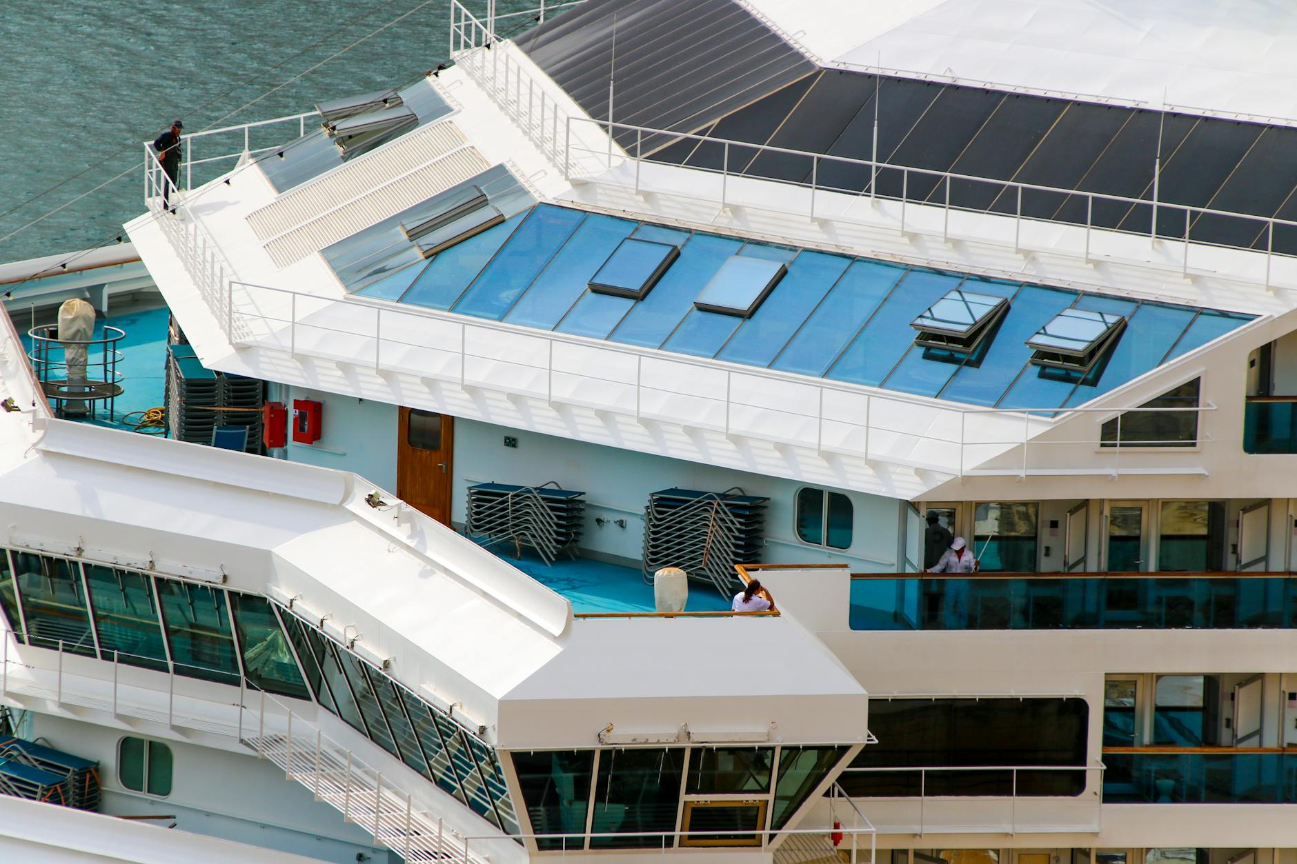 Comfortable cruise stateroom with French balcony on a Danube river cruise ship
