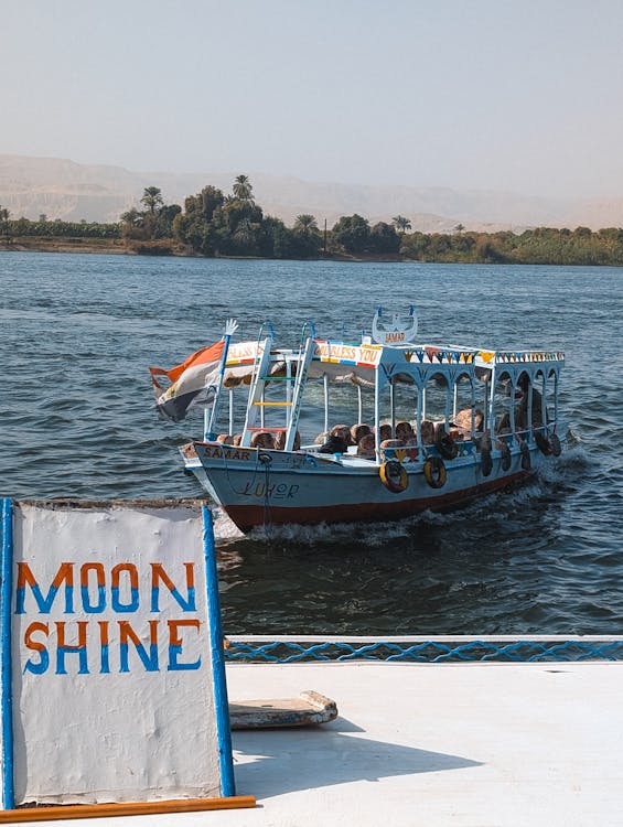 Tour boat on the Nile River in Luxor, Egypt, one of the most historically dense cruising routes on earth