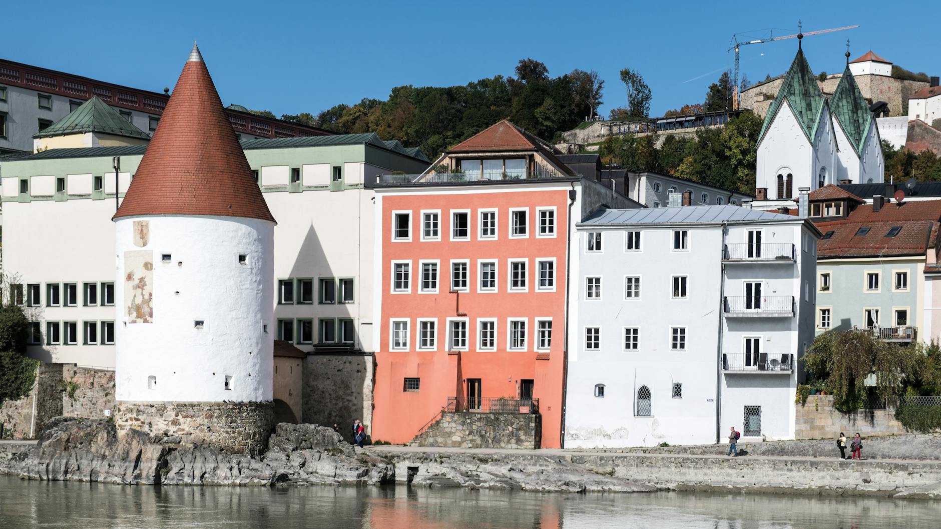 Passau old town at the confluence of three rivers in Germany, starting point for most Danube cruises