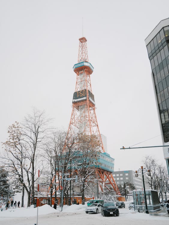 Sapporo cityscape in winter with snow-covered streets during the annual Snow Festival