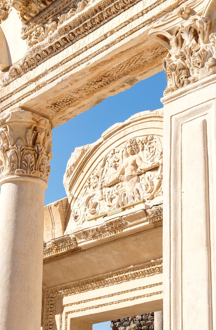 Ancient Roman ruins and columns at Ephesus, Turkey