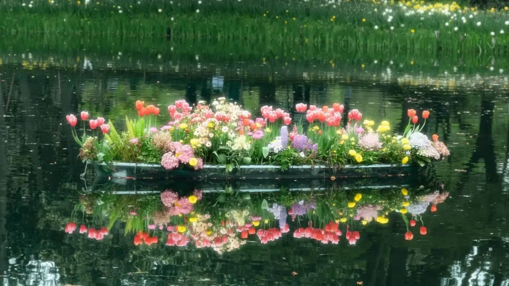 Giverny Monet garden spring flowers river reflection France