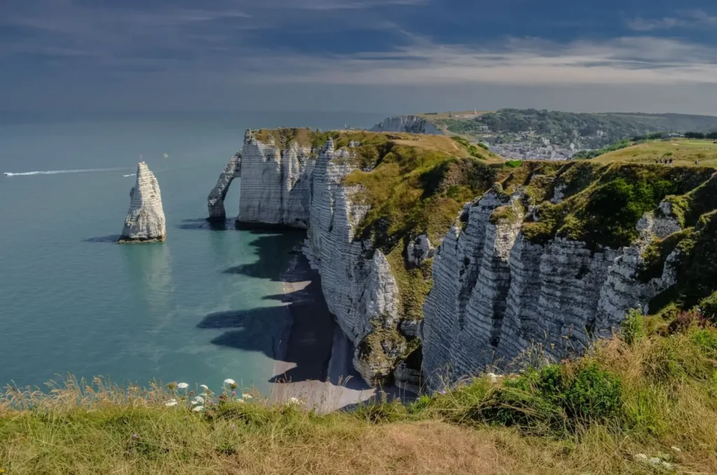 Seine River Normandy coastline summer cliffs blue sky Etretat