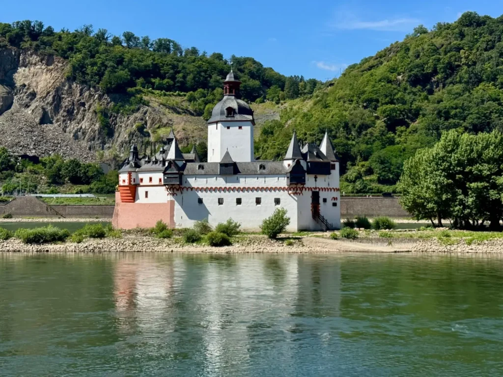 Lorelei Rock viewed from a boat on the Rhine River in Germany