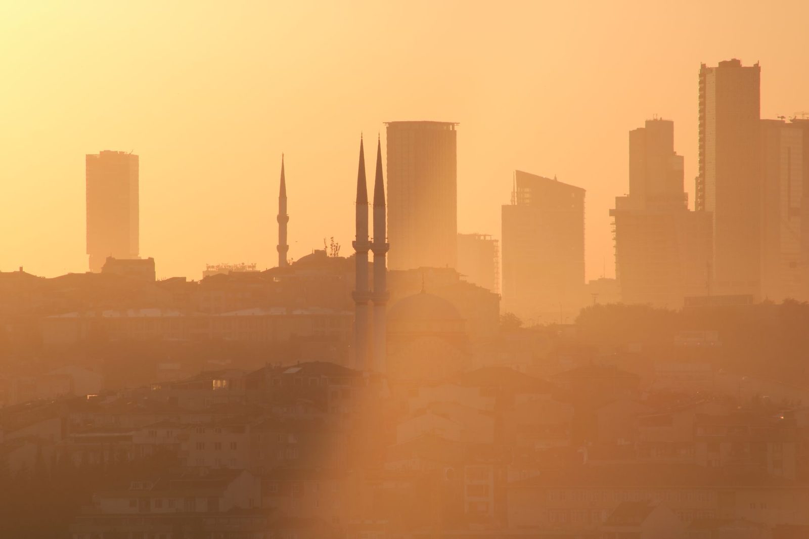 Golden hour light illuminates Istanbul's iconic skyline